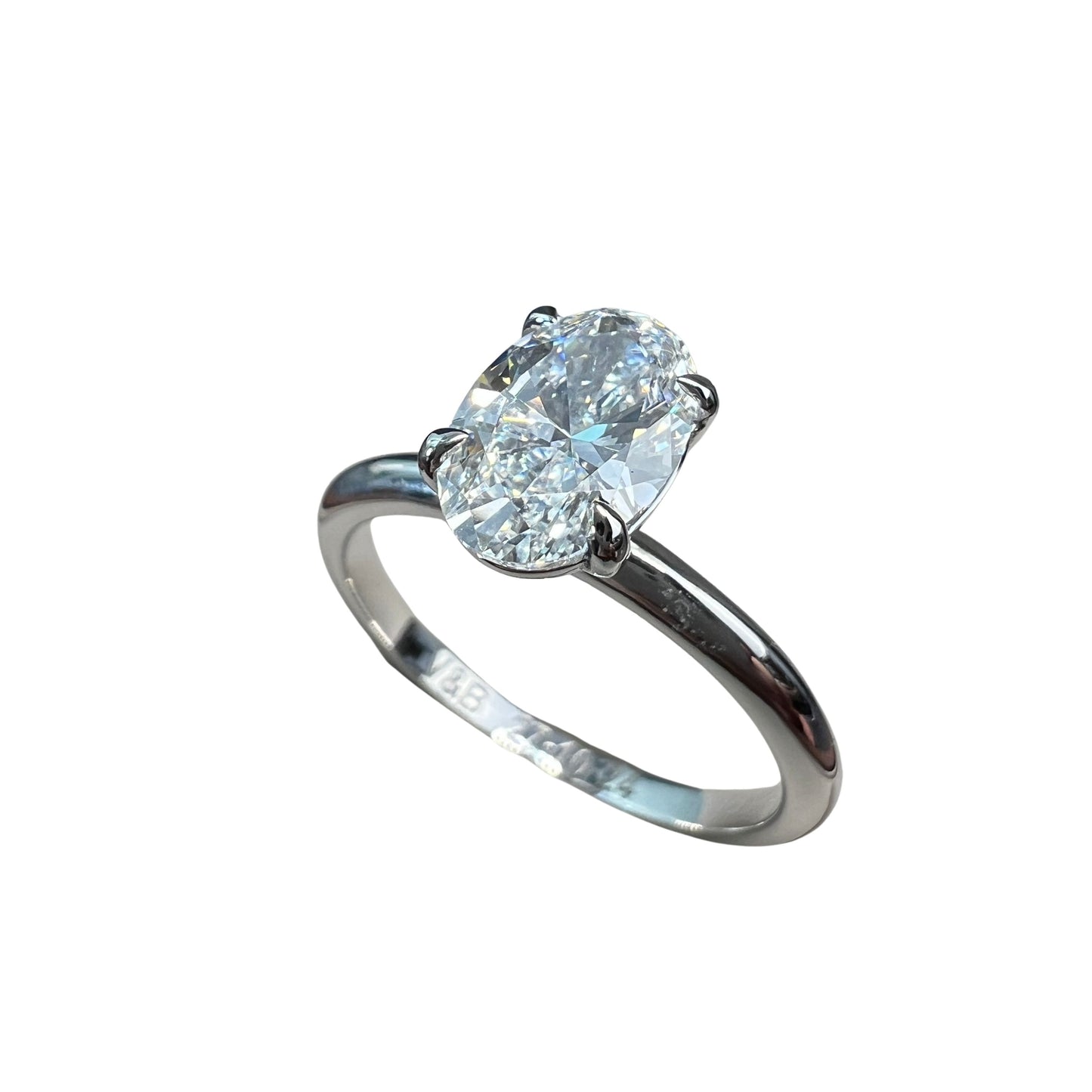 Anillo de Compromiso Oro Blanco 14k con Diamante de Laboratorio Oval 1.50ct Certificado IGI