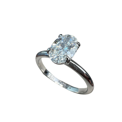 Anillo de Compromiso Oro Blanco 14k con Diamante de Laboratorio Oval 1.50ct Certificado IGI