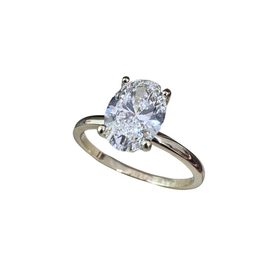 Anillo de Compromiso Oro Amarillo 14k con Diamante de Laboratorio Oval 1.50ct Certificado IGI