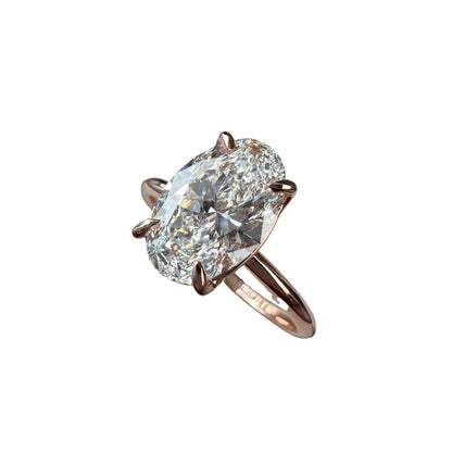 Anillo de Compromiso Oro Rosa 14k Diamante de Laboratorio Oval 2.00ct Certificado IGI