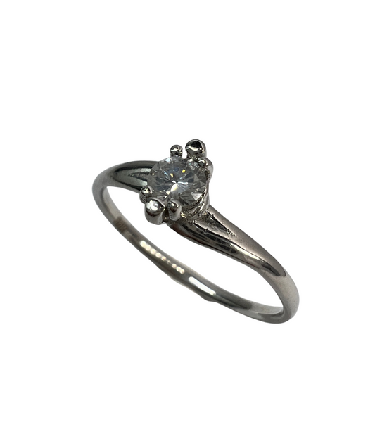 Anillo de Compromiso Oro Blanco con Diamante Natural 0.20ct