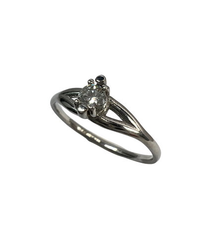 Anillo de Compromiso Oro Blanco con Diamante Natural 0.15ct