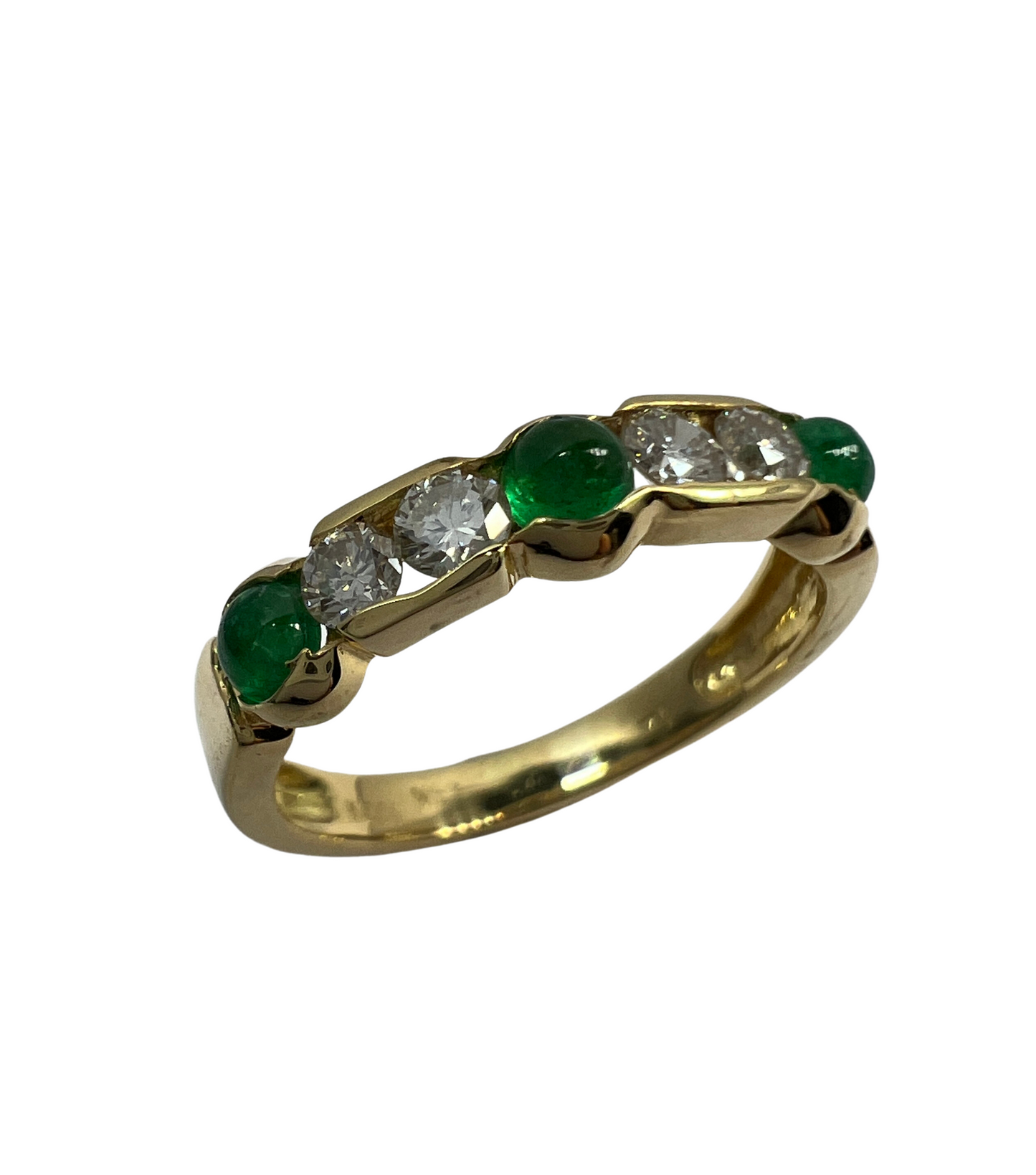 Anillo Churumbela Oro Amarillo con Diamantes y Jades Naturales 0.20ct