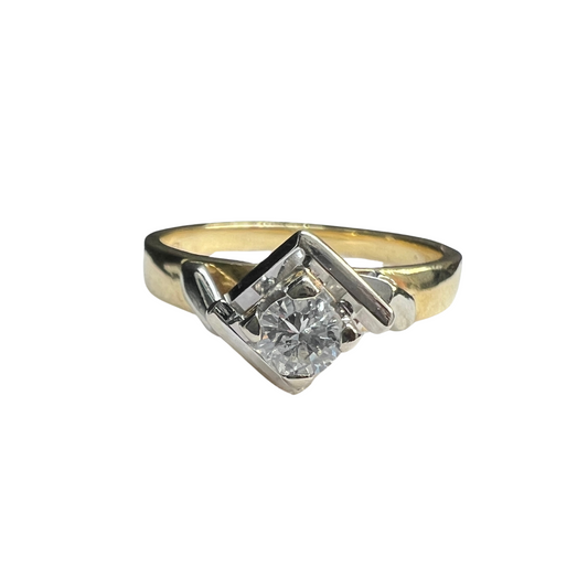 Anillo de Compromiso Oro Amarillo y Blanco con Diamante Natural 0.20ct