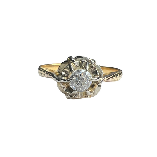 Anillo de Compromiso Oro Amarillo y Blanco con Diamante Natural 0.20ct