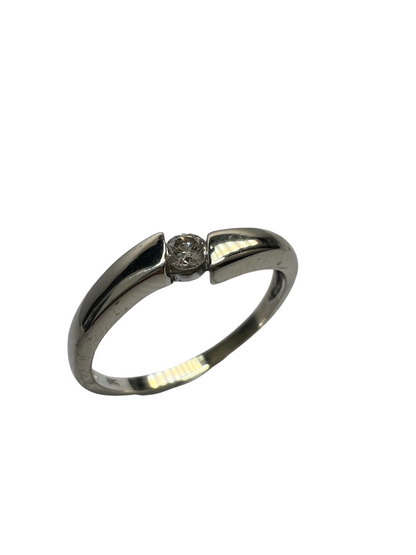 Anillo de Compromiso Oro Blanco con Diamante Natural 0.10ct