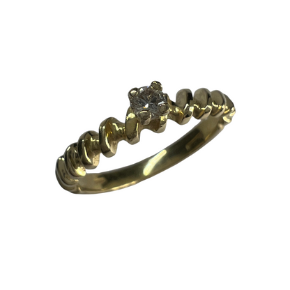 Anillo de Compromiso Oro Amarillo con Diamante Natural 0.10ct