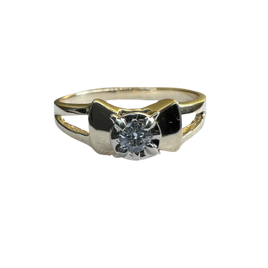 Anillo de Compromiso Oro Amarillo con Diamante Natural 0.15ct