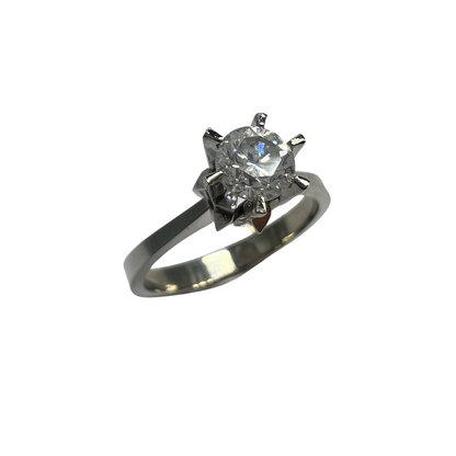 Anillo de Compromiso Oro Blanco con Diamante Natural 0.52ct