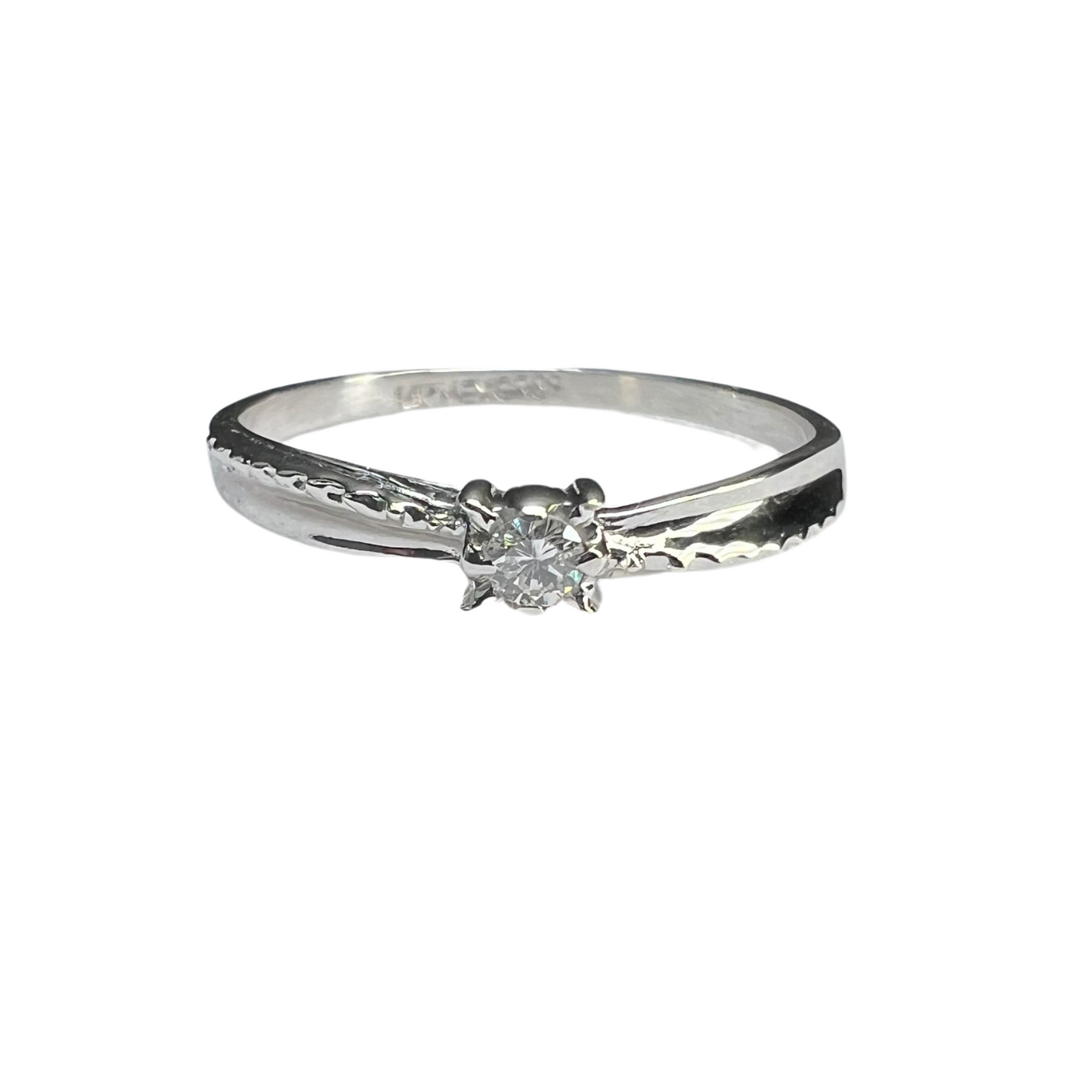 Anillo de Compromiso Oro Blanco con Diamante Natural 0.06ct