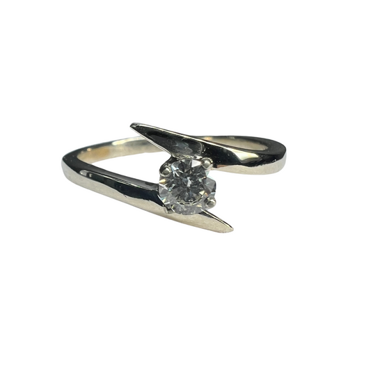 Anillo de Compromiso Oro Blanco con Diamante Natural 0.22ct