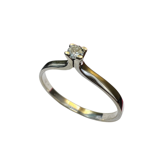 Anillo de Compromiso Oro Blanco 14k con Diamante Natural 0.10ct