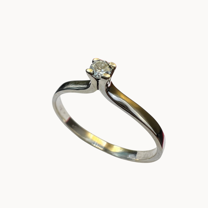 Anillo de Compromiso Oro Blanco 14k con Diamante Natural 0.10ct