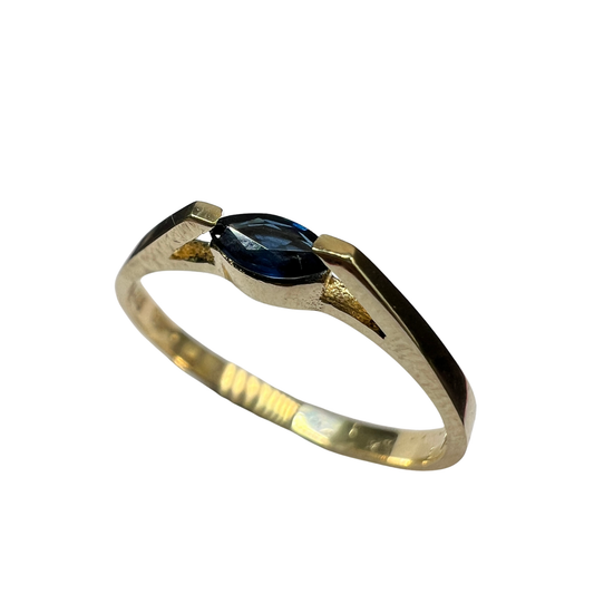 Anillo de Compromiso Oro Amarillo con Zafiro Natural