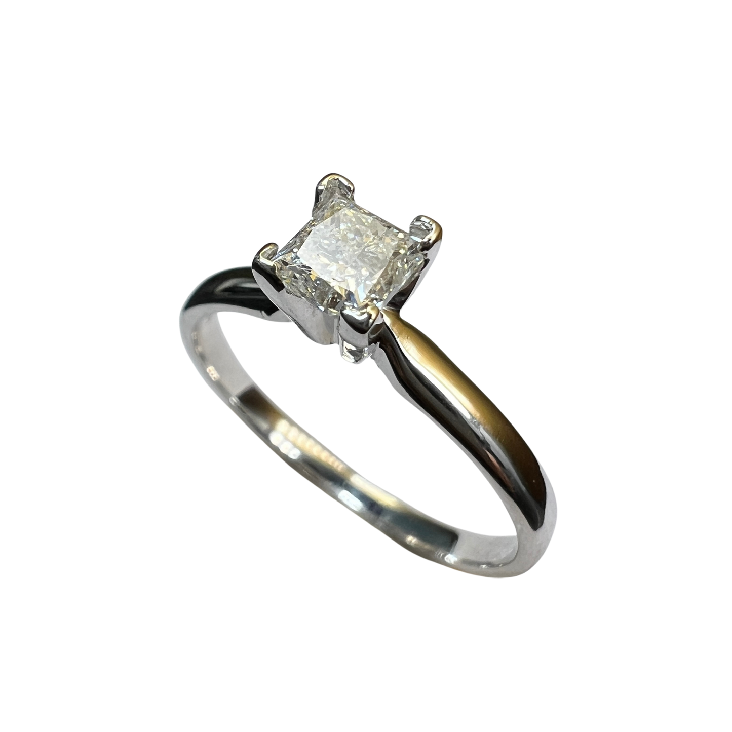 Anillo de Compromiso Oro Blanco 14k con Diamante Natural Princess 0.49ct