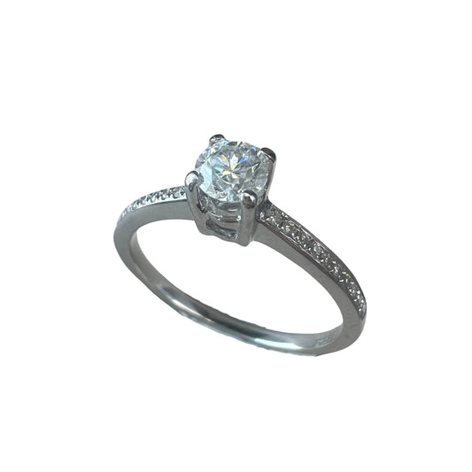 Anillo de Compromiso Oro Blanco 14k con Diamantes Naturales 0.35ct