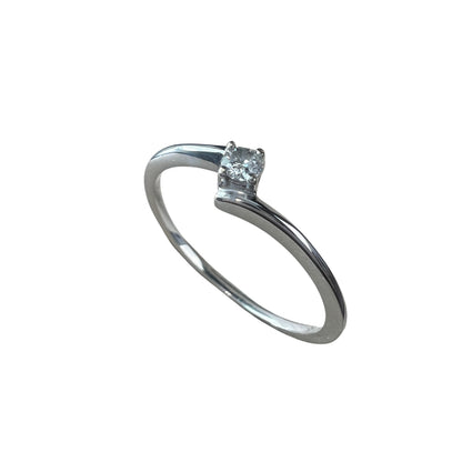 Anillo de Compromiso Oro Blanco 14k con Diamante Natural de 0.07ct