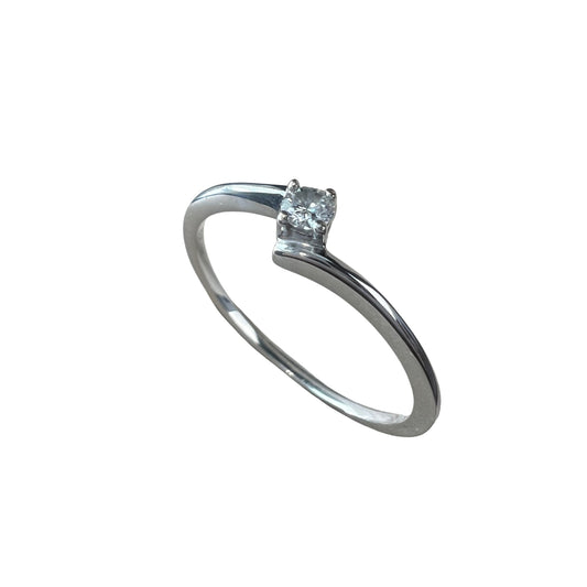 Anillo de Compromiso Oro Blanco 14k con Diamante Natural de 0.07ct