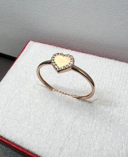 Anillo Corazón Oro Rosa 10kt