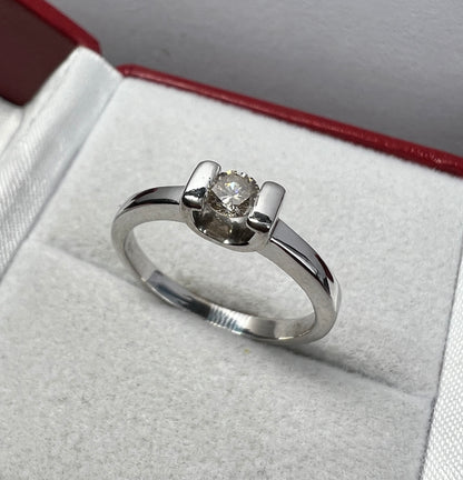 Anillo de Compromiso Oro Blanco con Diamante Natural 0.25ct