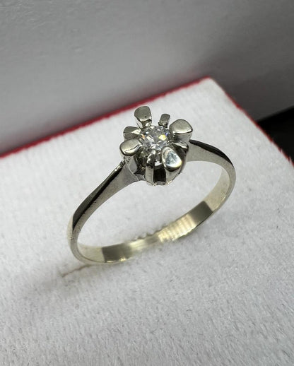 Anillo de Compromiso Oro Blanco con Diamante Natural 0.10ct