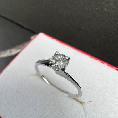 Anillo de Compromiso Oro Blanco con Diamante Natural 0.37ct