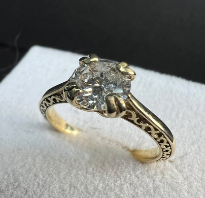 Anillo de Compromiso Oro Amarillo con Diamante Natural 0.85ct