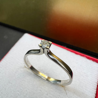 Anillo de Compromiso Oro Blanco 14k con Diamante Natural 0.10ct