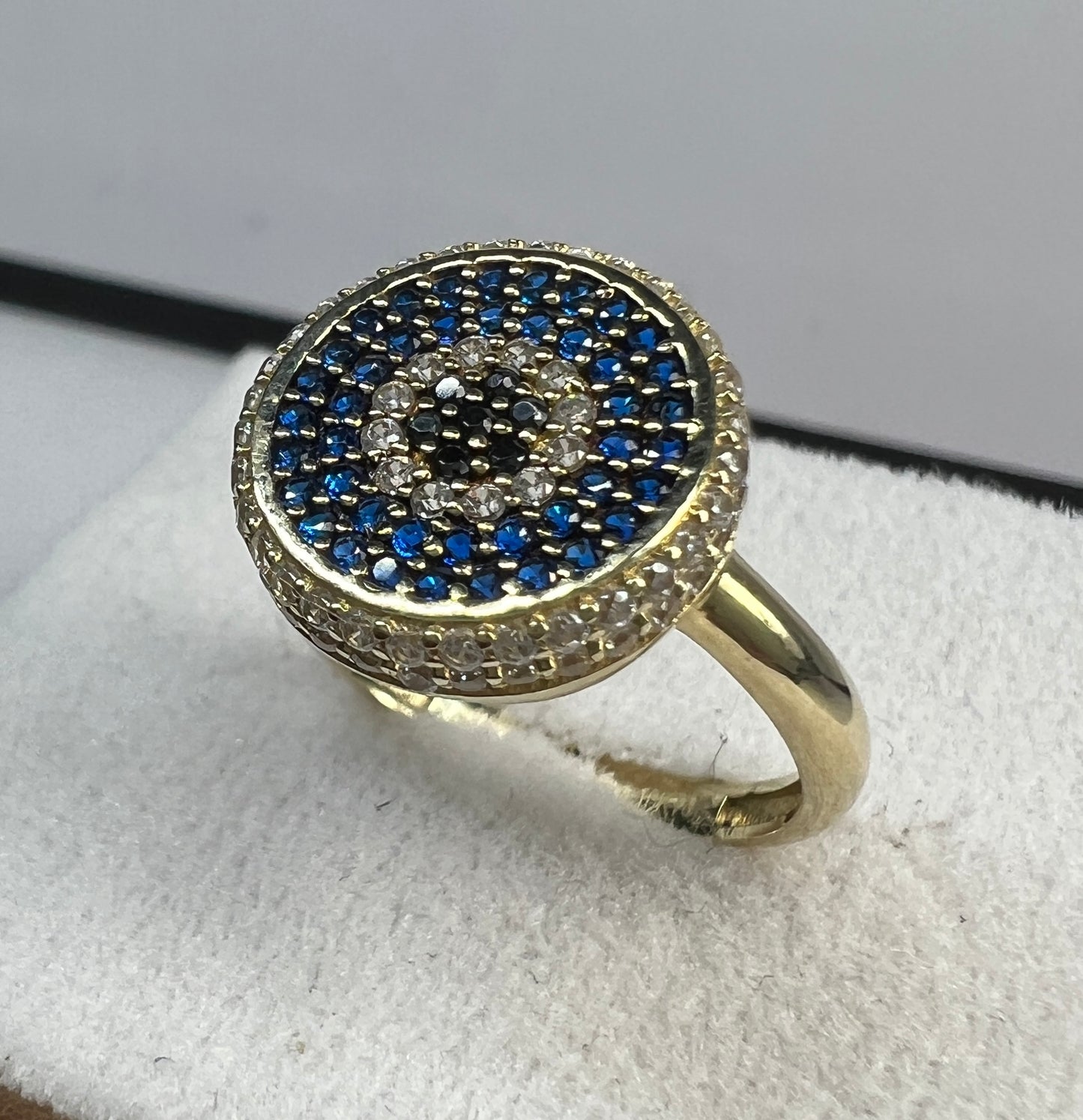 Anillo Ojo Turco de Oro Sólido 10kt