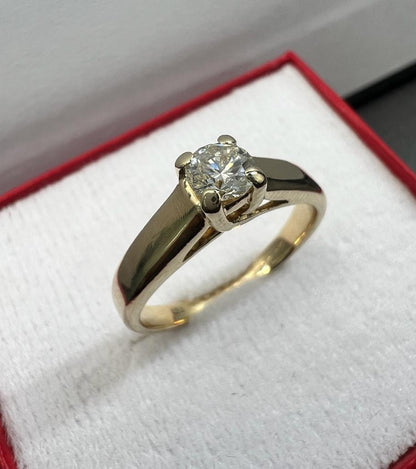 Anillo de Compromiso Oro Amarillo con Diamante Natural 0.35ct