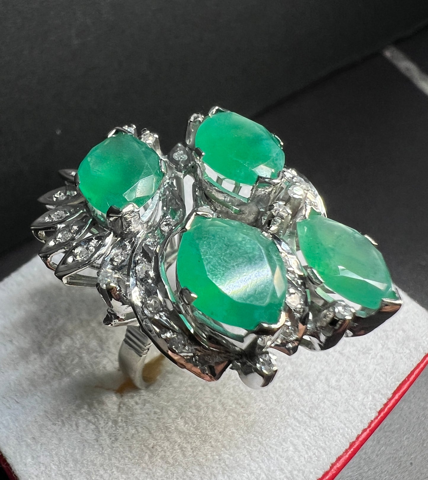 Anillo Plata Paladio con Cuarcitas y Diamantes Naturales 0.62ct