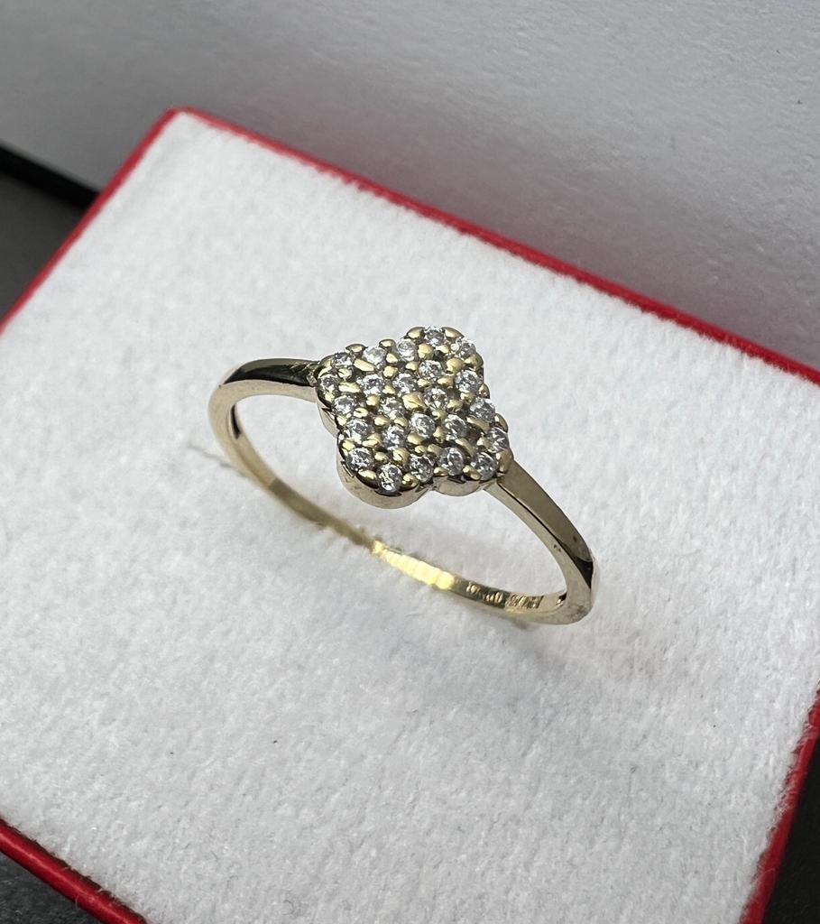 Anillo Trébol de 4 hojas de Oro Sólido de 10kt