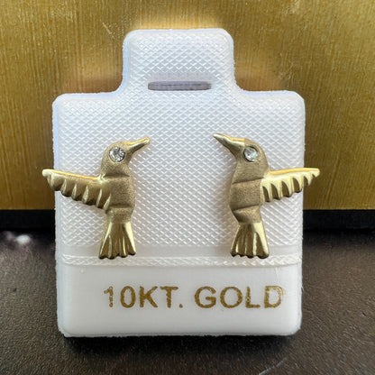 Broqueles Colibrí Oro Sólido 10kt