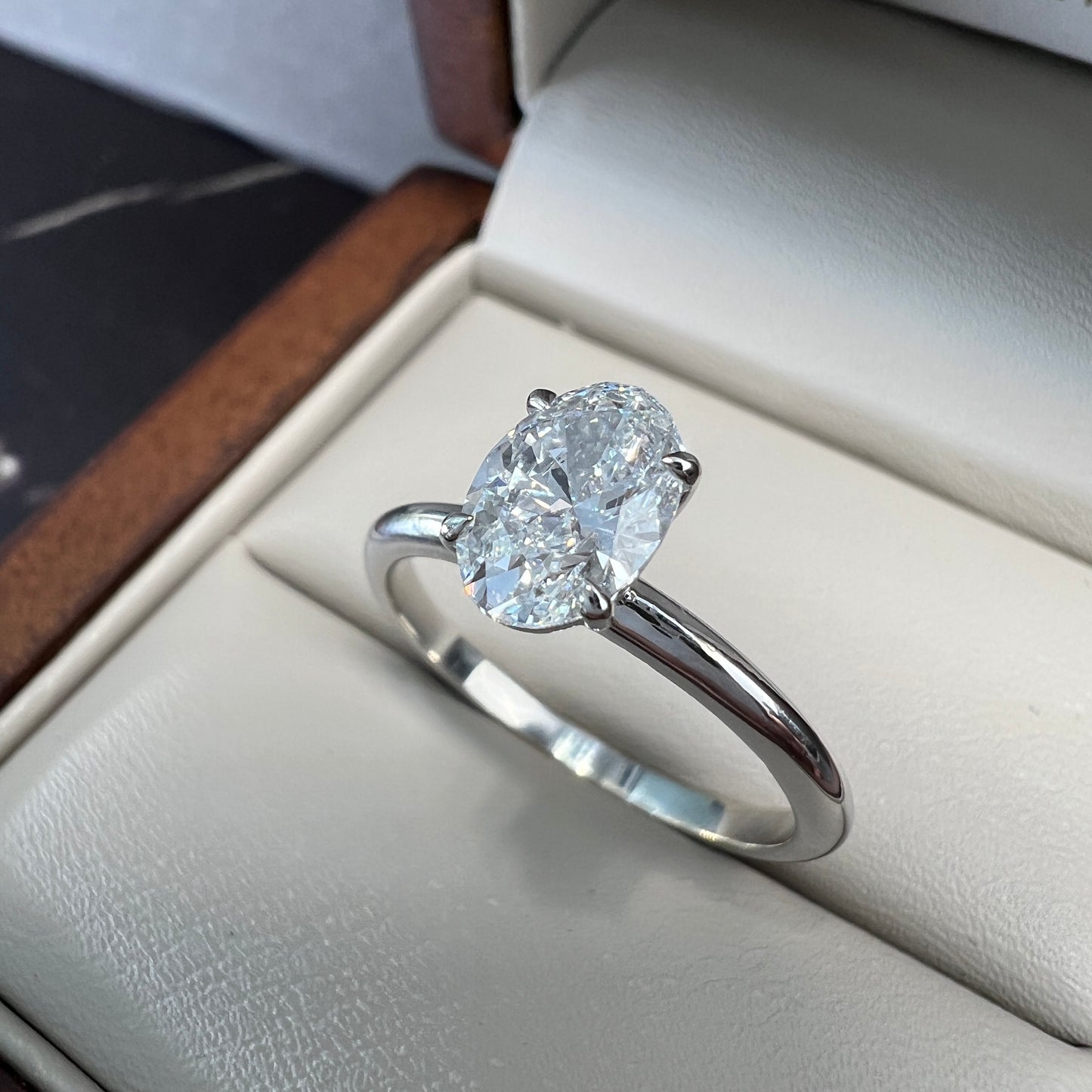 Anillo de Compromiso Oro Blanco 14k con Diamante de Laboratorio Ceritificado IGI 1.00ct