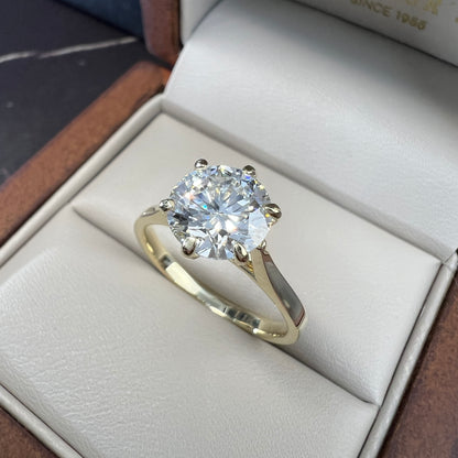 Anillo de Compromiso Oro Amarillo 14k Diamante de Laboratorio Brillante 2.00ct Certificado IGI