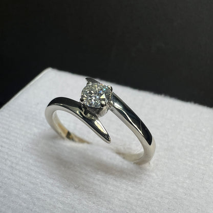 Anillo de Compromiso Oro Blanco con Diamante Natural 0.22ct