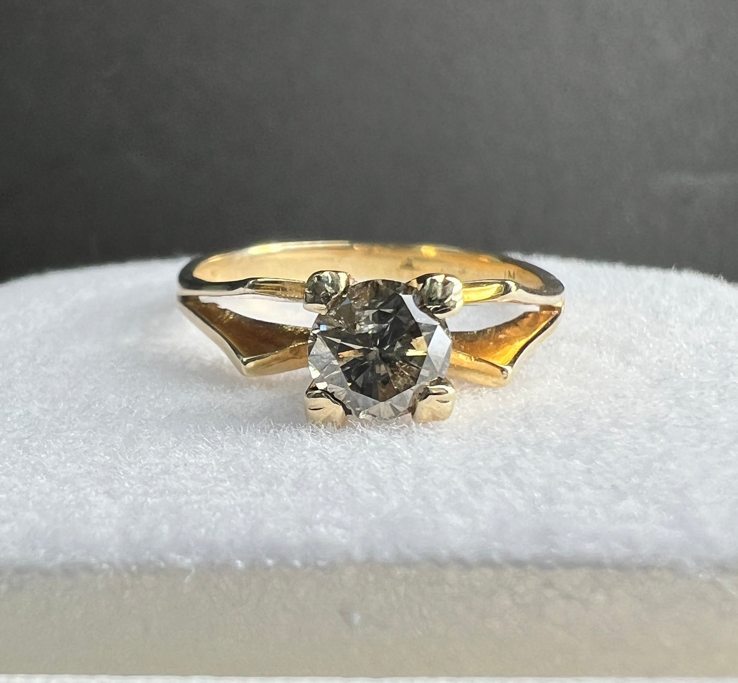 Anillo de Compromiso Oro Amarillo con Diamante Natural Champagne 0.45ct