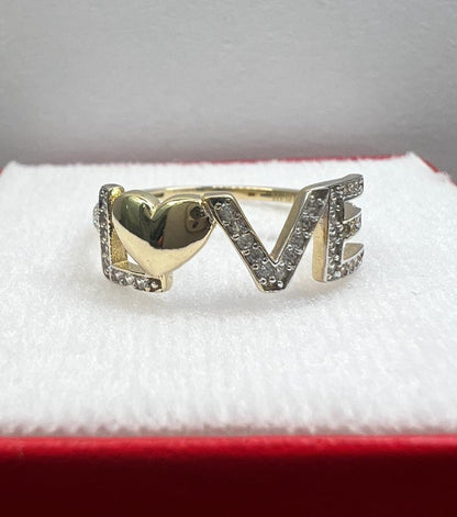 Anillo Love Oro Amarillo 10kt con zirconias