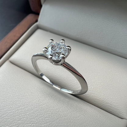 Anillo de Compromiso Oro Blanco de 14k con Diamante Natural Brillante 0.50ct Certificado GIA