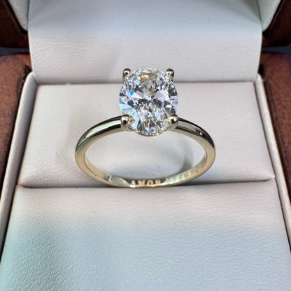 Anillo de Compromiso Oro Amarillo 14k con Diamante de Laboratorio Oval 1.50ct Certificado IGI