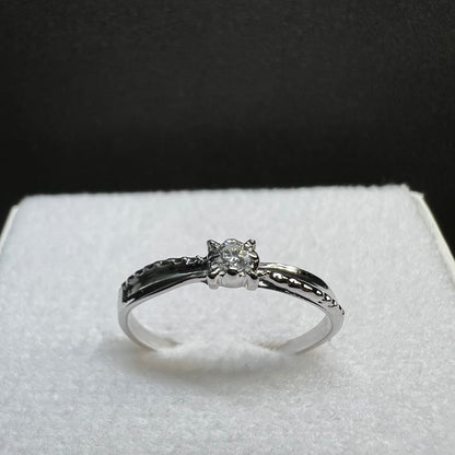 Anillo de Compromiso Oro Blanco con Diamante Natural 0.06ct