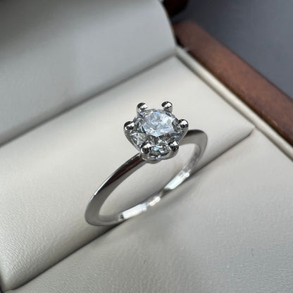 Anillo de Compromiso Oro Blanco de 14k con Diamante Natural Brillante 0.50ct Certificado GIA