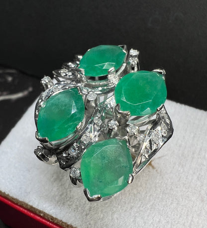 Anillo Plata Paladio con Cuarcitas y Diamantes Naturales 0.62ct