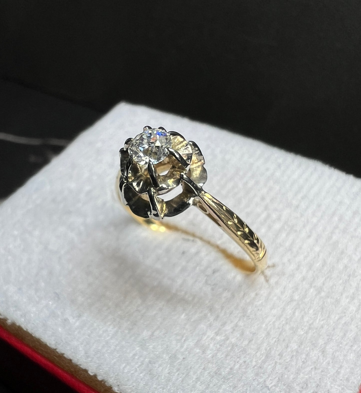 Anillo de Compromiso Oro Amarillo y Blanco con Diamante Natural 0.20ct