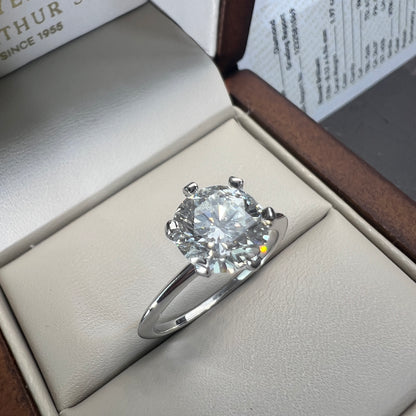 Anillo de Compromiso Oro Blanco 14k con Diamante Natural Certificado GIA 1.97ct