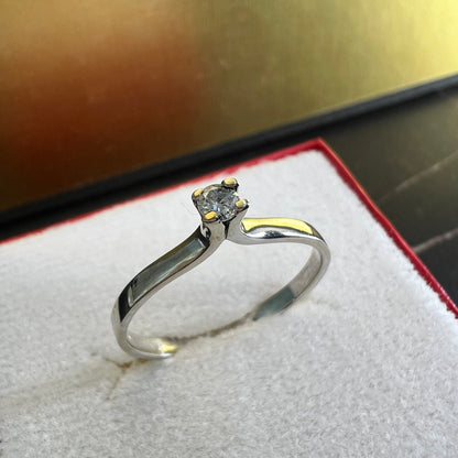 Anillo de Compromiso Oro Blanco 14k con Diamante Natural 0.10ct