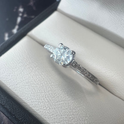 Anillo de Compromiso Oro Blanco 14k con Diamantes Naturales 0.35ct