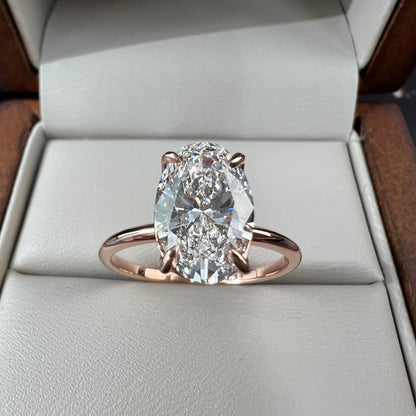Anillo de Compromiso Oro Rosa 14k Diamante de Laboratorio Oval 2.00ct Certificado IGI