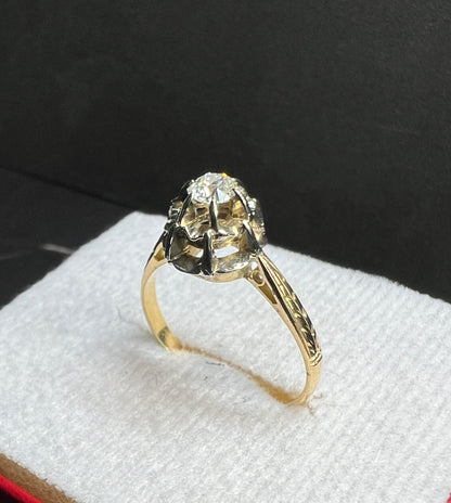 Anillo de Compromiso Oro Amarillo y Blanco con Diamante Natural 0.20ct