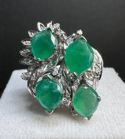 Anillo Plata Paladio con Cuarcitas y Diamantes Naturales 0.62ct